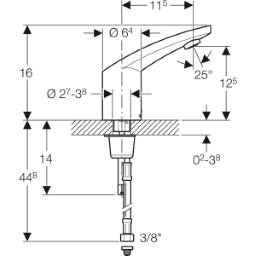 GEBERIT GE WT-Standarmatur Typ185 Netz mit Mischer und Griff   – 116.155.21.1