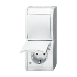 BUSCH-JAEGER FR AP Combi Schuko/Toggle Ocean IP44, studio white