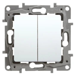 LEGRAND Series/Double rocker switch (SL), 10 A – 250 V~, Ultra white – 664702