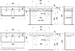 LAUFEN Laufen Pro S DWT 81496.6 unterbaufähig 1 HL m.ÜL 1200x460 weiß   – H8149660001041