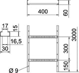 OBO Cable ladder perforated, with VS rung 60x400x3000 Steel strip-galvanized – 6208544