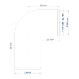 POLOPLAST PO Siphon-Anschlussknie POLO-KAL DN 50/40 (1 1/2")   – 02364