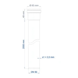 POLOPLAST PO Steckmuffenrohr POLO-KAL NG DN 50/2000   – 02025