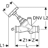 GEBERIT GE Mapress Schraegsitzventil Rotguss d28mm  – 94885
