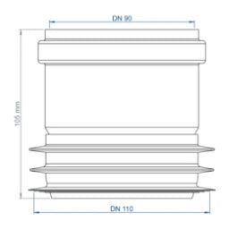 POLOPLAST PO Übergangsrohr innen/innen POLO-KAL DN 110/90   – 02367
