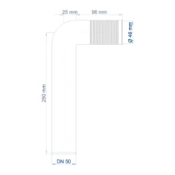 POLOPLAST PO Siphonbogen ablängbar POLO-KAL DN 50   – 03709