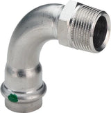 VIEGA Viega Bogen 90 Grad mit SC Sanpress Inox 2314 in 15mm x R1/2 Edelstahl   – 436 896