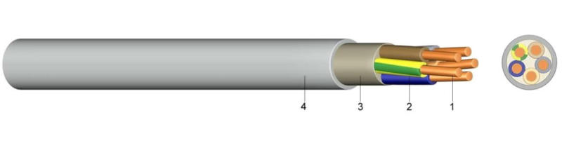 PVC-Mantelleitungen YM-J/AT-N05VV-U 3X6 RE GR Eca Schnittlänge SALE