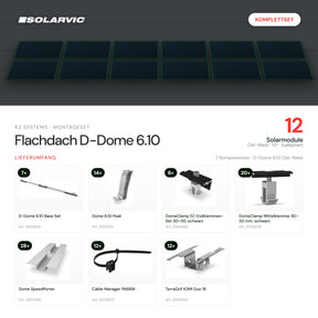 K2 Systems Montageset Flachdach D-Dome 6.10 für 12 Solarmodule