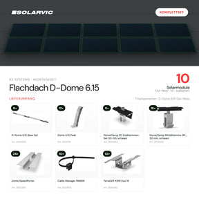 K2 Systems Montageset Flachdach D-Dome 6.15 für 10 Solarmodule